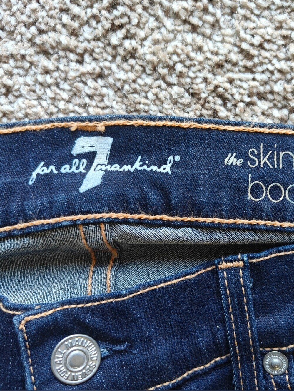 7 For All Mankind Skinny Bootcut Dark Wash Women's Blue Jeans Size 30 - Picture 2 of 5